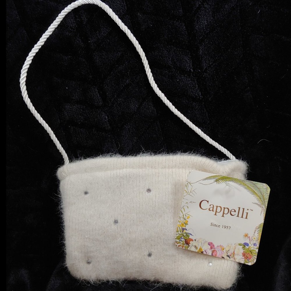 CAPPELLI Knitted Ivory/Beige/Off White Angora Bag